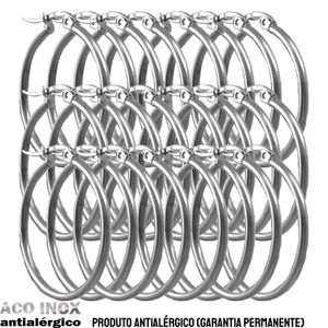 JOIA EM AÇO INOXIDÁVEL - PACOTE COM 12 PARES DE ARGOLAS LISAS MODELO TRADICIONAL - GG - 7 CM
