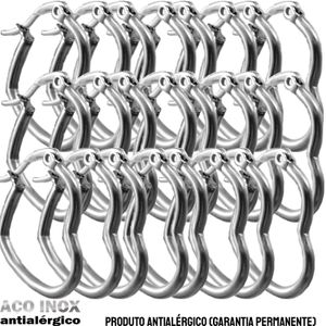 JOIA EM AÇO INOXIDÁVEL - PACOTE COM 12 PARES DE ARGOLAS LISAS MODELO CORAÇÃO - TAMANHO GG -  6 CM