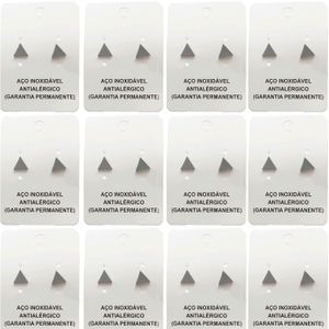 JOIA EM AÇO INOXIDÁVEL - PACOTE COM 12 PARES DE BRINCOS TRIÂNGULO LISO