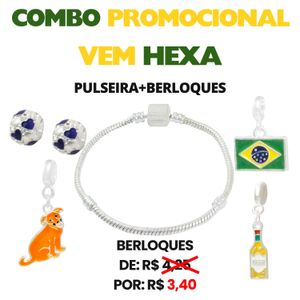 COMBO PROMOCIONAL VEM HEXA - PULSEIRA + 5 BERLOQUES( O BERLOQUE SAI POR APENAS R$ 3,40)