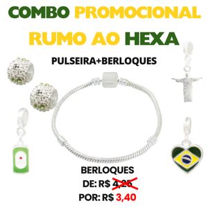 COMBO PROMOCIONAL RUMO AO HEXA - PULSEIRA + 5 BERLOQUES( O BERLOQUE SAI POR APENAS R$ 3,40)