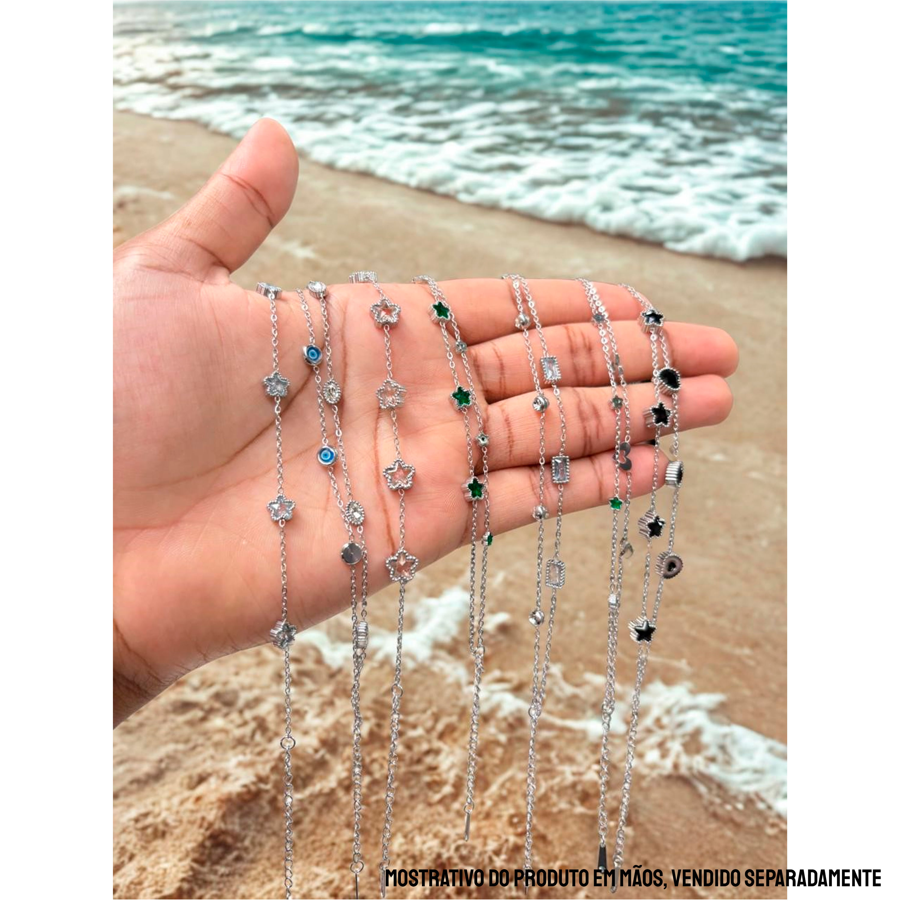 JOIA EM AÇO INOXIDÁVEL - PULSEIRA DUPLA ESTRELINHA SALMÃO